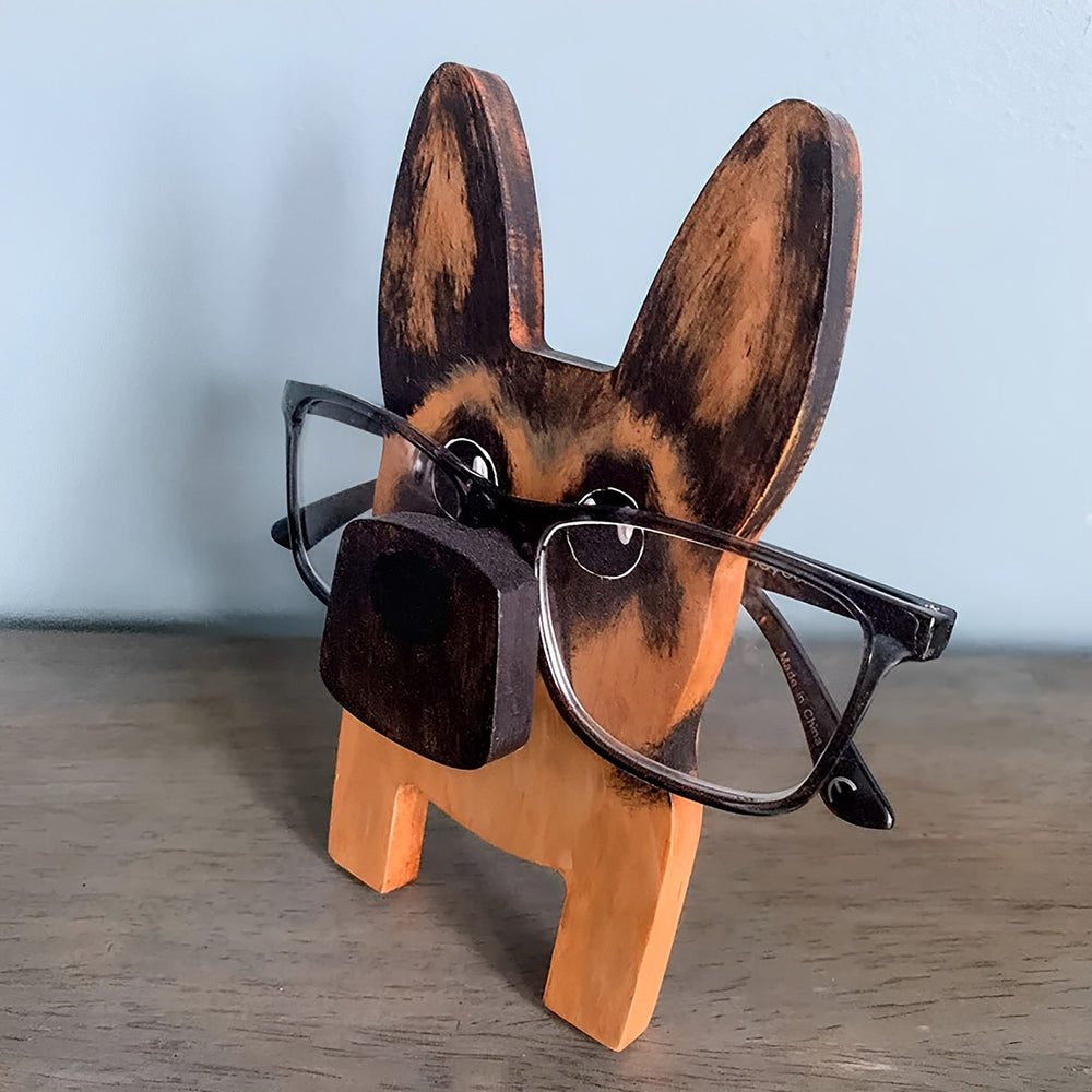 Wooden Cartoon German Shepherd Eyeglass Holder