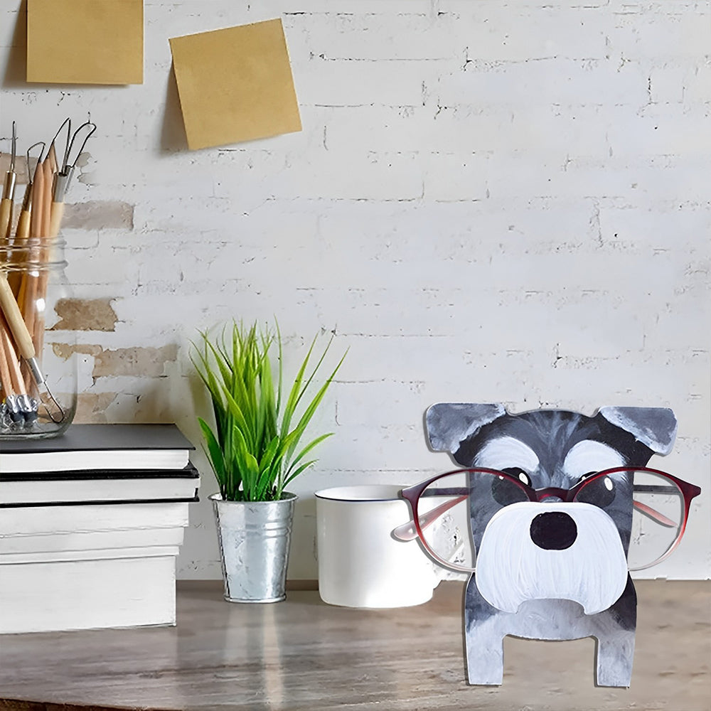 Wooden Cartoon Schnauzer Eyeglass Holder