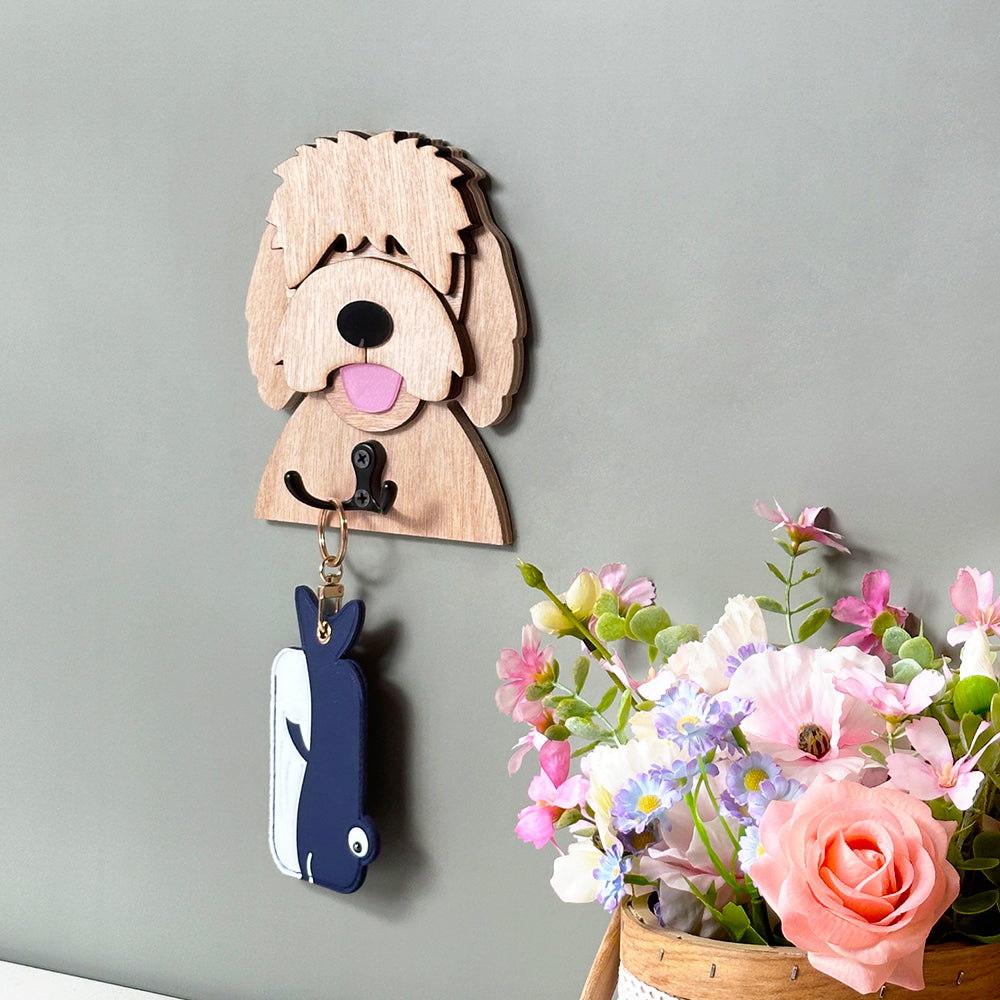 Golden Doodle Dog Wooden Hook