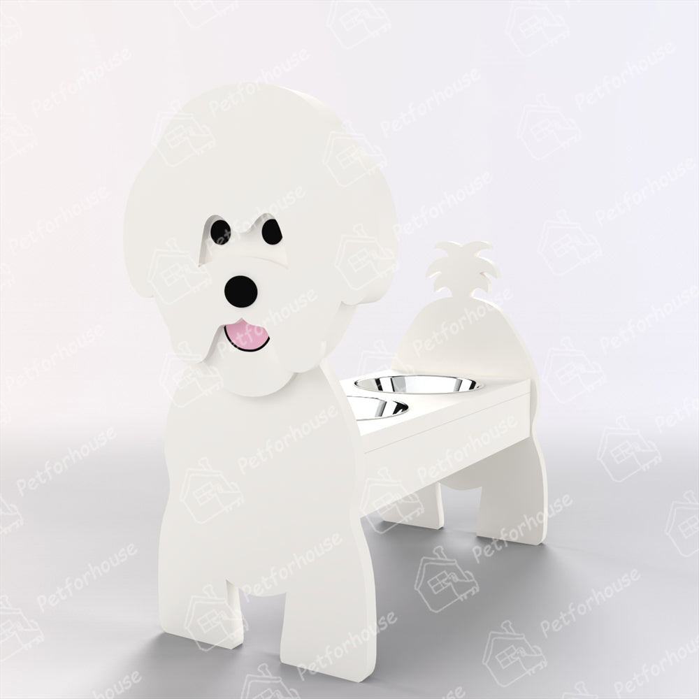 Bichon Fries Pet Food Bowl Holder