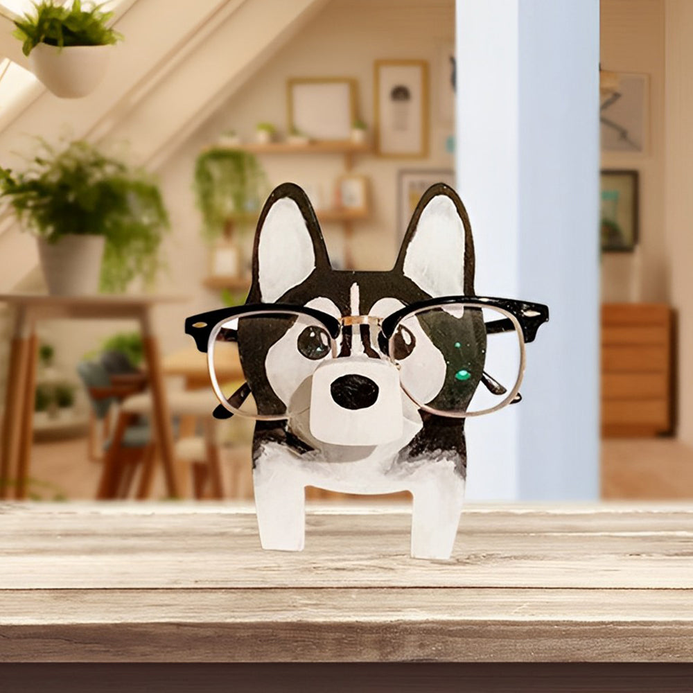 Wooden Cartoon Husky Dog Eyeglass Holder
