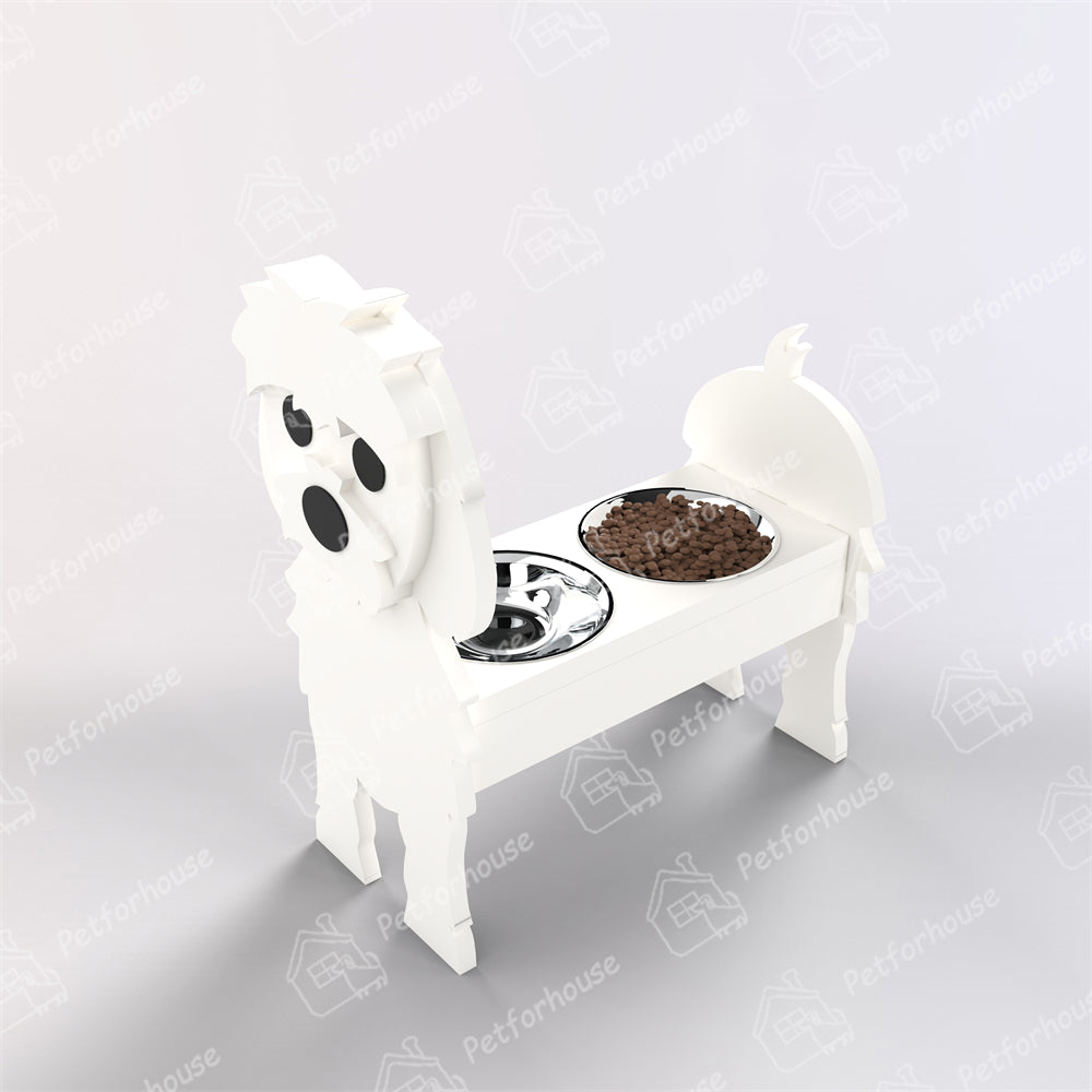 Maltese Dog Pet Food Bowl Holder