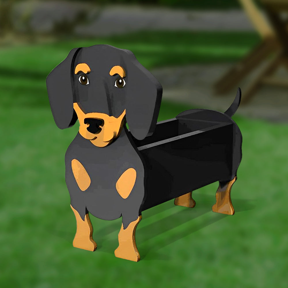 Black and Brown Dachshund Planter